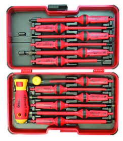 Bondhus E-Smart 14 pc Square 2 Set - Slotted, Phillips, Square, Torx Tip Insulated Blades with 2 Handles
