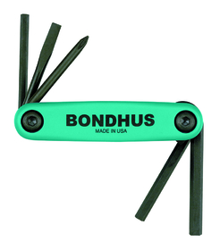 Bondhus 12540 Set 5 Utility GorillaGrip Fold-up Tools PH#1, SL 3/16, Hex 4mm, 5mm, 6mm
