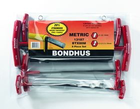Bondhus 13187 Set 8 Ball End & Hex Graduated Length T-Handles 2-10mm