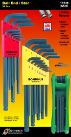 Bondhus 14138 Triple Pack - Ball L-wr Sets 10937 (.050-3/8), 10999 (1.5-10mm) & GorillaGrip Fold-Up Set 12634 (T9-T40)