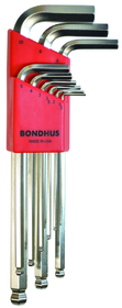 Bondhus Set 9 BriteGuard Plated Ball End L-wrenches 1.5-10mm Long