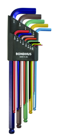 Bondhus 69637 Set 13 ColorGuard Ball End L-Wrenches - Extra Long Arm (.050-3/8")