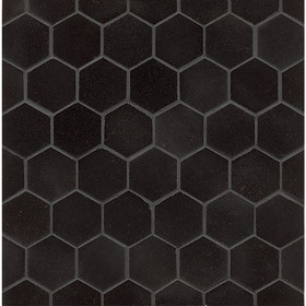Bedrosians GRNABSBLKHEX Absolute Black 2" Hexagon Polished Granite Mosaic Tile