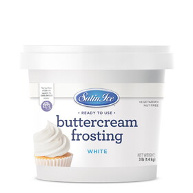 Satin Ice BCR0345 Ready to Use White Buttercream Frosting - 3 lb Pail