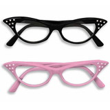 Ruby Slipper Sales 62060F Black Rhinestone 50s Cat Eye Glasses - NS