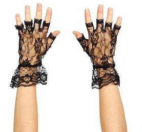 Ruby Slipper Sales 62152 Fingerless Black Lace Gloves - NS