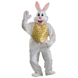 Ruby Slipper Sales 1925 White Adult Easter Bunny Mascot w Yellow Vest Costume - NS