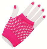 Forum Novelties 179646 80's - Neon Fishnet Gloves - Short - Pink