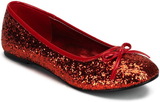 Ellie Shoes 16-Mila-GRedGlitter10 Red Glitter Star Flat Adult Shoes - F10