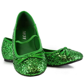 Ellie Shoes 013-BALLET-G-GREEN-S Green Sparkle Flat Shoes Child - F1112