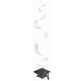 Amscan BB67949108 Graduation Foil Swirl White Decorations (Each) - NS