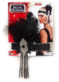 Ruby Slipper Sales 68341 Deluxe Flapper Headband - Black and Silver - NS