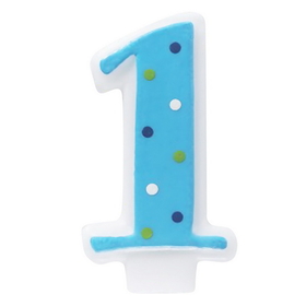 Decopac 13185 Blue 1 Candle with Polka Dots - NS
