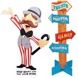 Birthday Express 228666 Carnival Man with Direction Sign - 4' Tall