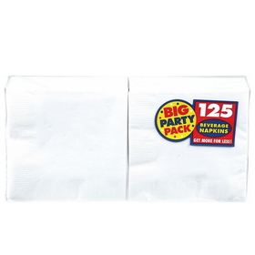 Amscan 233089 Frosty White Big Party Pack - Beverage Napkins (12)