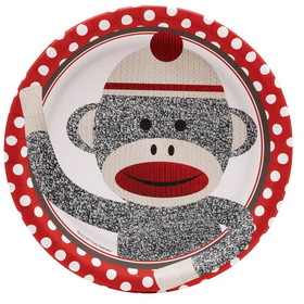 BIRTH5000 234588 Sock Monkey Red Dinner Plates - NS
