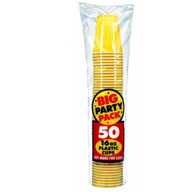Amscan 436801.09 Bright Yellow Plastic 16Oz. Cup (50 Pack) - NS