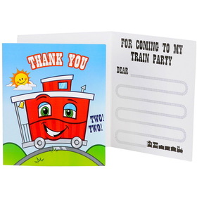 BIRTH5000 235993 Two-Two Train 2nd Birthday Thank-You Notes - NS