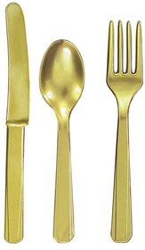 Maryland Plastics  BB454619  Gold Cutlery Set (24 Pack), NS