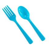Birthday Express 236370 Forks & Spoons - Aqua Blue