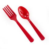 Birthday Express 236376 Forks & Spoons - Red (8 each)