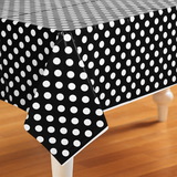 Unique 237918 Black and White Dots Plastic Tablecover