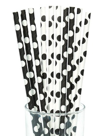 Unique 237924 Black and White Dots Straws (10)