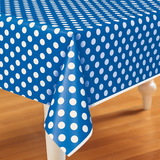 Unique 237933 Blue and White Dots Plastic Tablecover