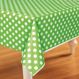 Unique 237948 Green and White Dots Plastic Tablecover