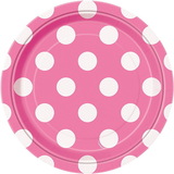 Unique 237960 Pink and White Dots- Dessert Plates (8)