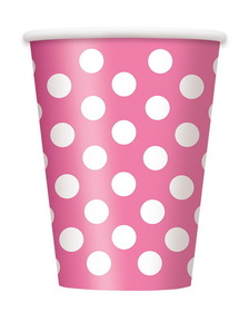 Unique 237961 Pink and White Dots- 12 oz. Cups (6)