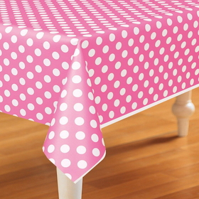 Unique 237963 Pink and White Dots Plastic Tablecover