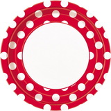 Unique 237974 Red and White Dots Dinner Plates (8)