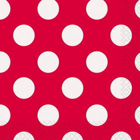 Unique 237982 Red and White Dots Beverage Napkins (16)