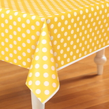 Unique 237993 Yellow and White Dots Plastic Tablecover