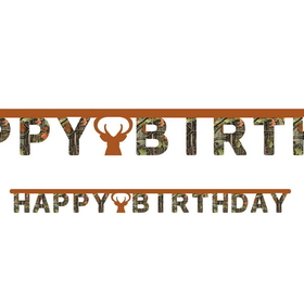 Creative Converting 291676 Hunting Camo Jointed Happy Birthday Banner - NS