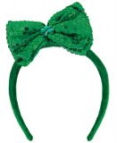 Green Sequin Bow Adult Headband