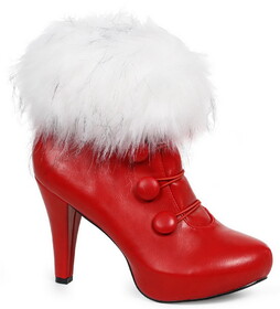 Ellie Shoes Bootie w/Faux Fur Adult-RED - F7
