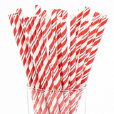 Creative Converting 252609 Red and White Striped Paper Straws (48) - 2pks/24