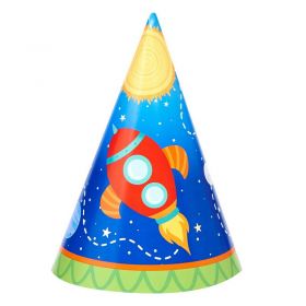 BIRTH5000 256625 Rocket To Space Party Supplies 8 Pack Cone Party Hats - NS