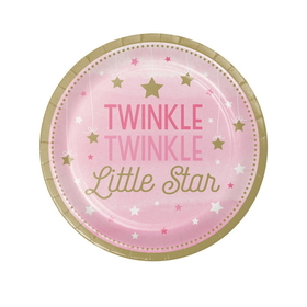 Creative Converting 323421 Twinkle Twinkle Little Star Pink 7" Dessert Plates (8) - NS