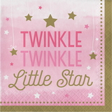 Creative Converting 322251 Twinkle Twinkle Little Star Pink Lunch Napkins (16) - NS