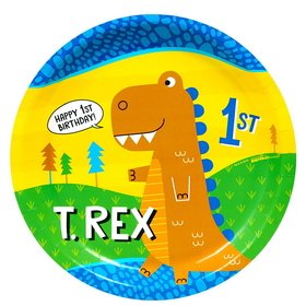 BIRTH5000 257169 T-Rex 1st Birthday 9" Dinner Plate - NS