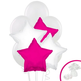 BIRTH9999 258538 White & Pink Star Balloon Bouquet - NS
