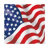 UNIQUE INDUSTRIES 104002 American Flag Beverage Napkins (16 Pack)