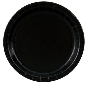 BIRTH5000 BlackC Black 9" Paper Luncheon Plates (8 Pack) - NS