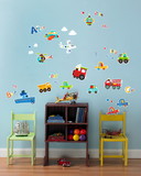 BIRTH3000 104694 Trains Planes and Cars Small Wall Decal