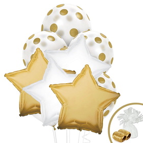 BIRTH9999 Gold and White Balloon Bouquet - NS