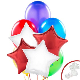 BIRTH9999 Red & White Star Party Balloon Bouquet - NS