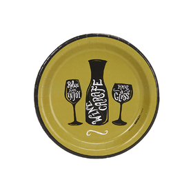 BIRTH5000 259938 Wine Time Party Green 7" Cocktail Plates (8) - NS